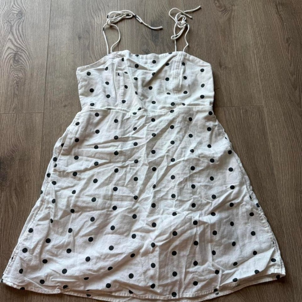 Old Navy Women's Polka Dot Sundress Size M‎ Black White Tie Strap
